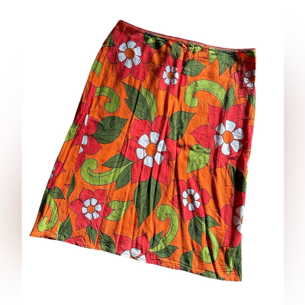 Roxy Quicksilver Orange and Green‎ Floral Skirt Large